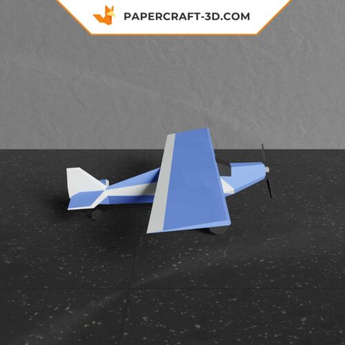 Modèle de papercraft d’avion à train classique 3D en formats SVG, DXF, PDF