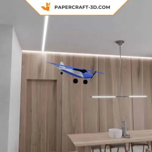 Modèle de papercraft d’avion à train classique 3D en formats SVG, DXF, PDF