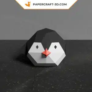 Modèle de papercraft Pingouin Glissant en origami papier 3D