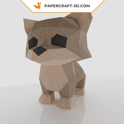 Modèle Papercraft de chaton en origami papier 3D