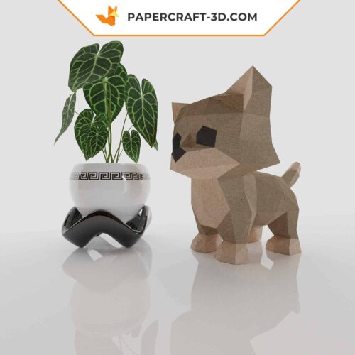 Modèle Papercraft de chaton en origami papier 3D