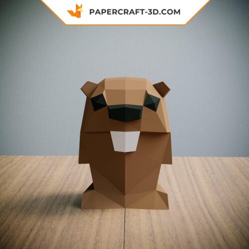 Modèle Papercraft Marmotte en origami papier 3D, Décoration d’intérieur, Œuvre d’art, Cadeaux, PDF, SVG, DXF, Cricut, Silhouette Cameo