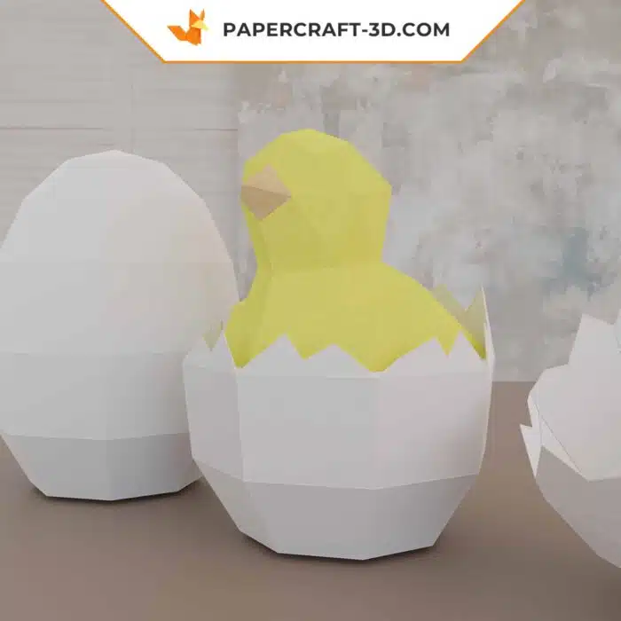 Modèles de Poussin dans l’Oeuf en Papercraft Origami Papier 3D PDF