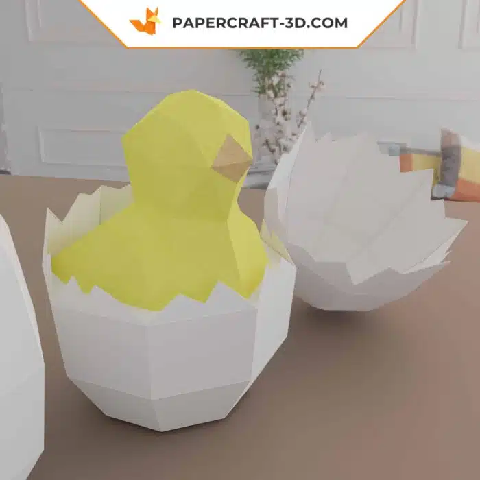 Modèles de Poussin dans l’Oeuf en Papercraft Origami Papier 3D PDF