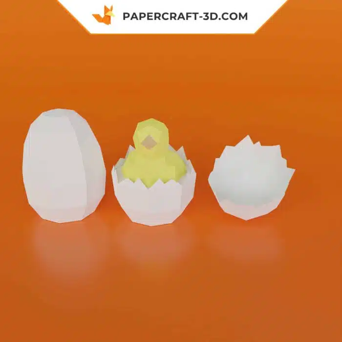 Modèles de Poussin dans l’Oeuf en Papercraft Origami Papier 3D PDF