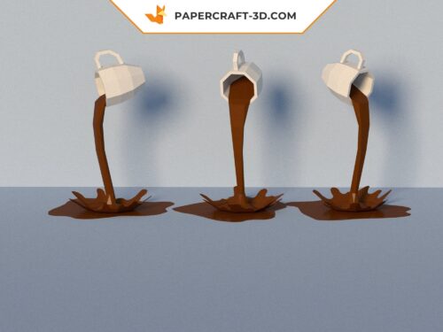 Papercraft 3D tasse de café, modèle de papercraft basse poly, décoration en papier, modèle DIY, téléchargement digital PDF, modèle pepakura