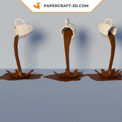 Papercraft 3D tasse de café, modèle de papercraft basse poly, décoration en papier, modèle DIY, téléchargement digital PDF, modèle pepakura