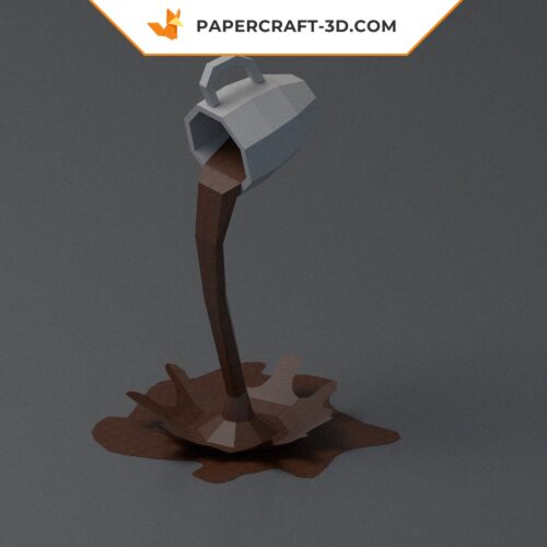 Papercraft 3D tasse de café, modèle de papercraft basse poly, décoration en papier, modèle DIY, téléchargement digital PDF, modèle pepakura
