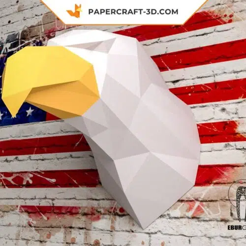 Papercraft cabeza de águila mural origami 3D