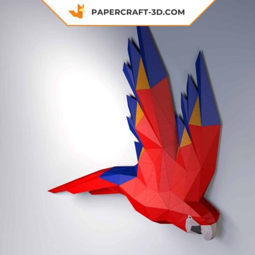 Papercraft Aile de Perroquet Macaw en origami papier 3D