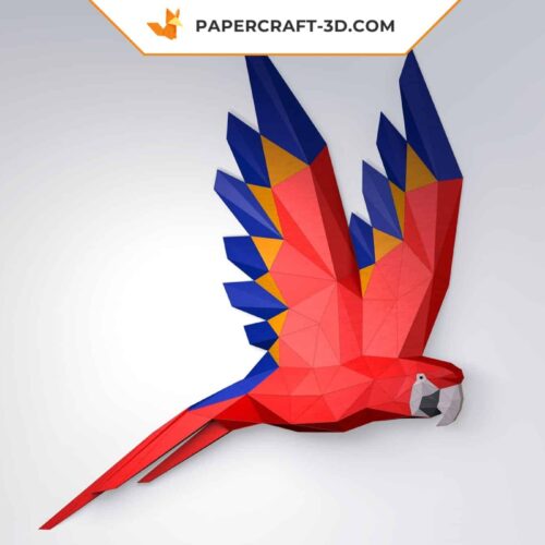 Papercraft Aile de Perroquet Macaw en origami papier 3D