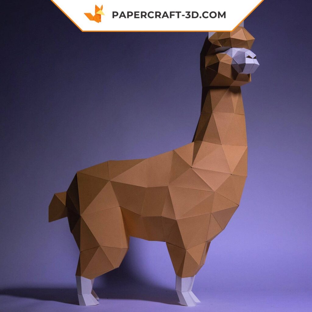 Papercraft d'alpaga lama en origami 3D
