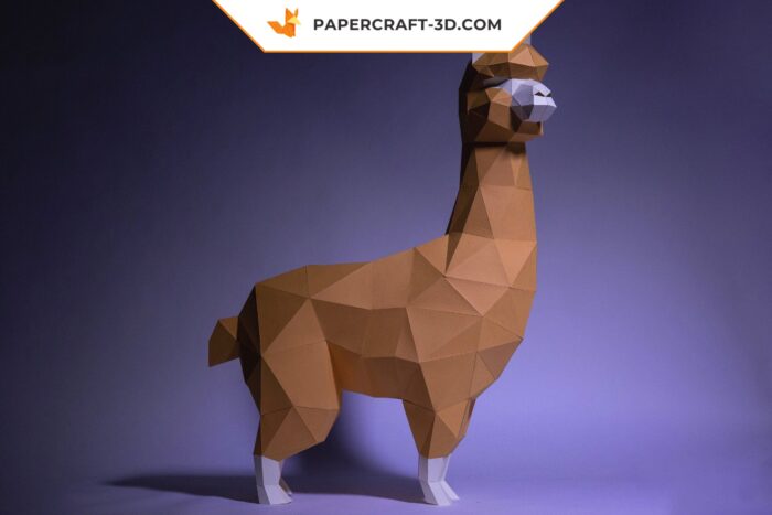 Papercraft Alpaga Lama en papier 3D origami, modèle à télécharger