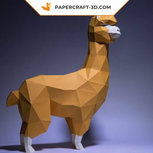 Papercraft alpaca llama in 3D origami