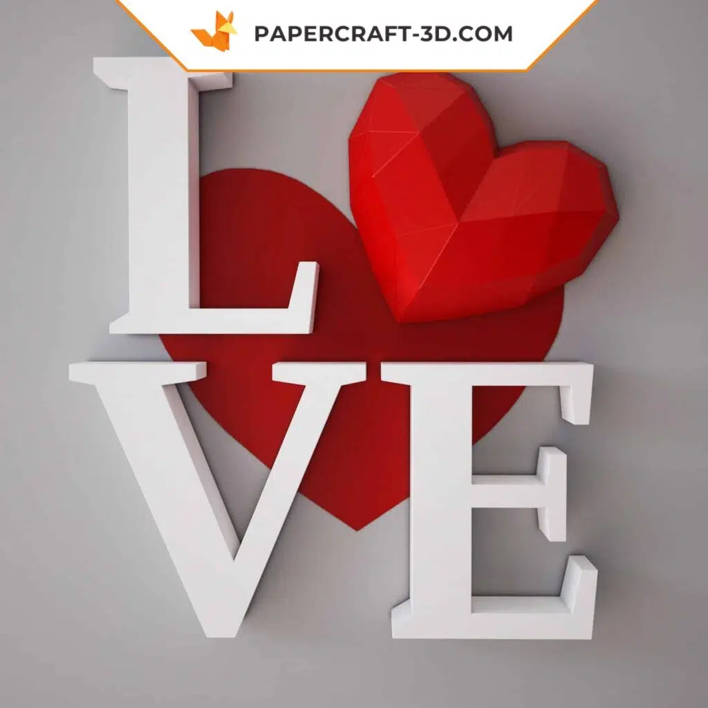 Papercraft cœur en origami 3D