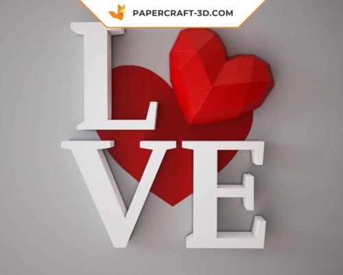 Papercraft amour 3D origami papier – cadeau DIY pour elle ou lui, décoration d’intérieur, Saint-Valentin, modèle PDF téléchargeable