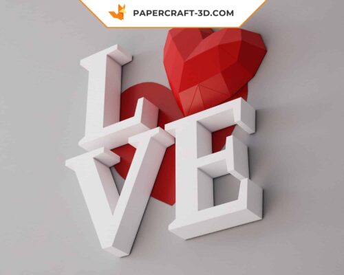 Papercraft amour 3D origami papier – cadeau DIY pour elle ou lui, décoration d’intérieur, Saint-Valentin, modèle PDF téléchargeable
