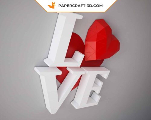 Papercraft amour 3D origami papier – cadeau DIY pour elle ou lui, décoration d’intérieur, Saint-Valentin, modèle PDF téléchargeable