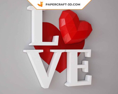 Papercraft amour 3D origami papier – cadeau DIY pour elle ou lui, décoration d’intérieur, Saint-Valentin, modèle PDF téléchargeable
