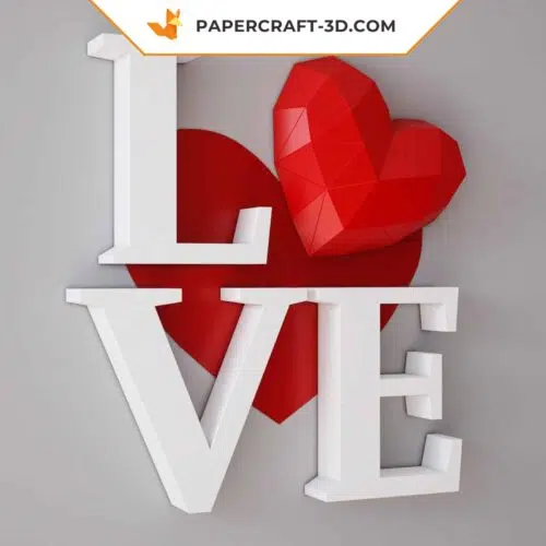 Papercraft amour 3D origami papier – cadeau DIY pour elle ou lui, décoration d’intérieur, Saint-Valentin, modèle PDF téléchargeable