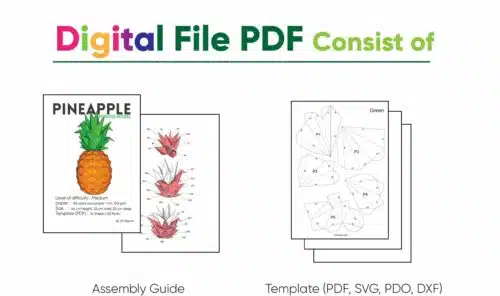 Papercraft Ananas origami papier 3D DIY, modèle numérique à télécharger