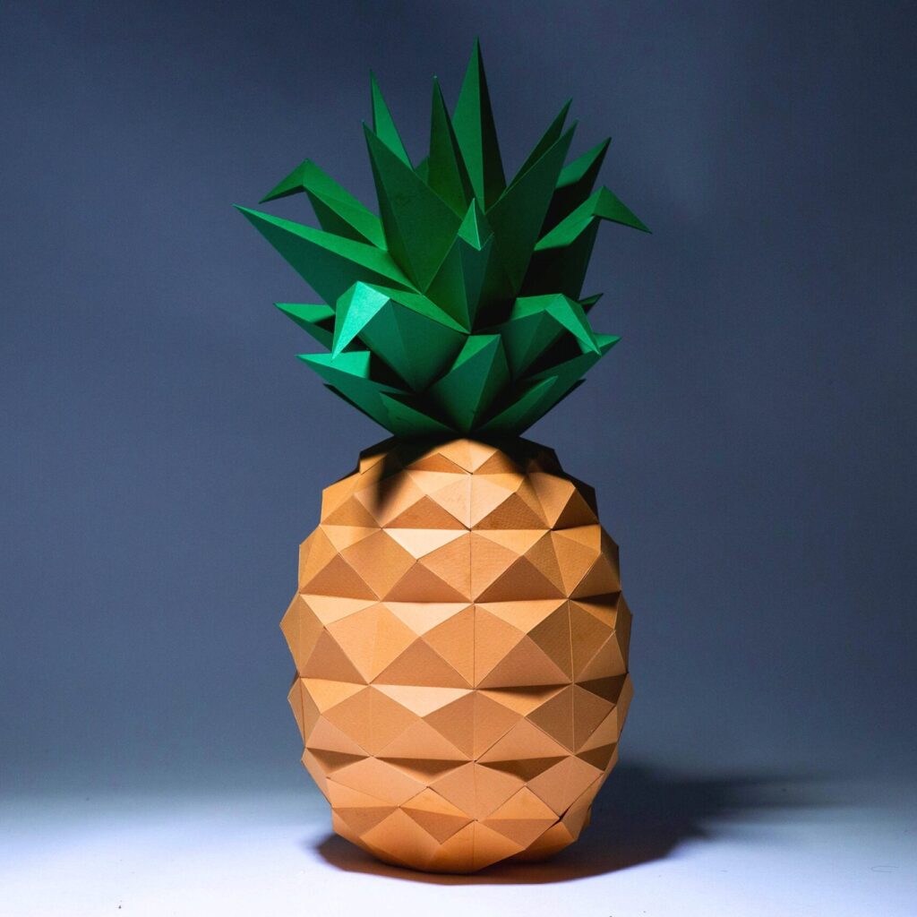 Papercraft d'ananas en origami 3D