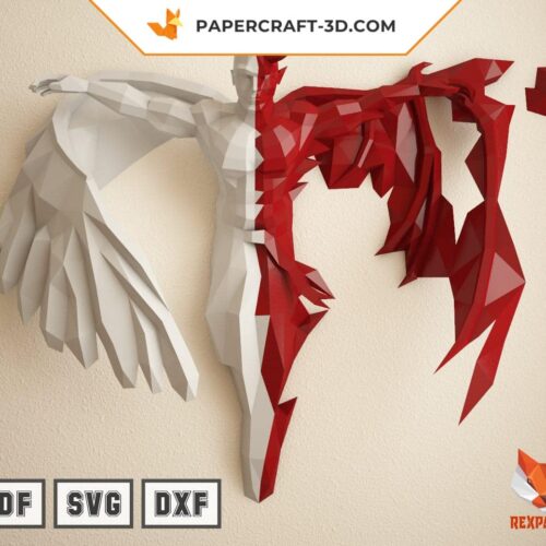 Papercraft di angelo e demone in origami 3D