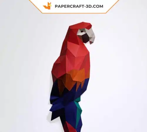 Papercraft Ara mural en origami papier 3D à télécharger