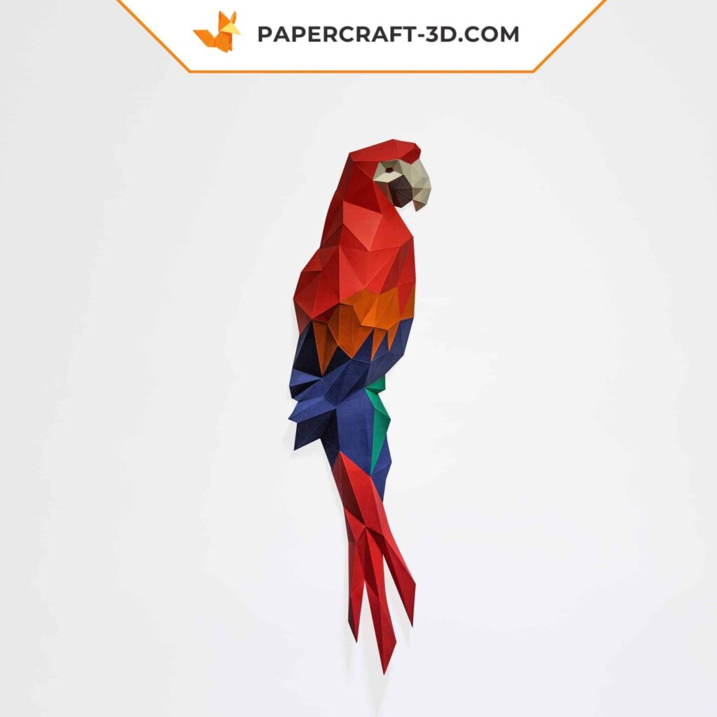 Papercraft d'Ara mural en origami 3D