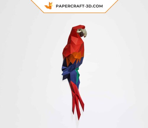 Papercraft Ara mural en origami papier 3D à télécharger