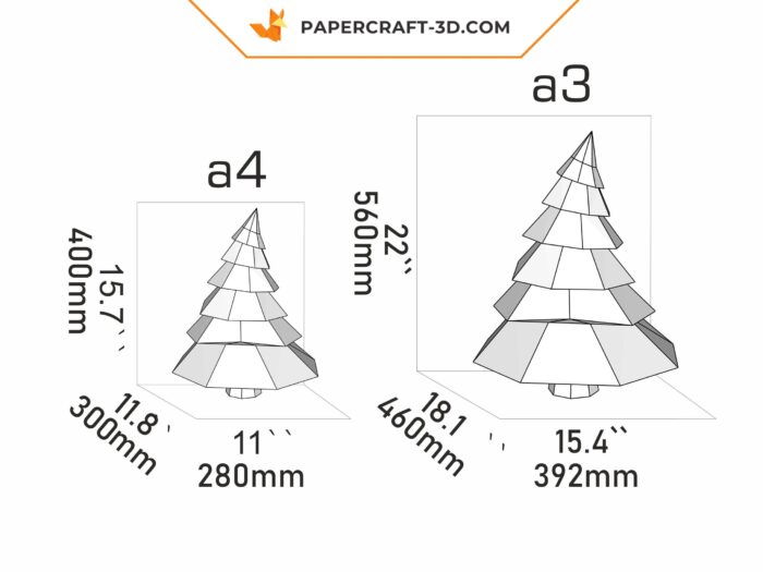 Papercraft arbre de Noël 3D en origami papier, modèles numériques SVG et PDF