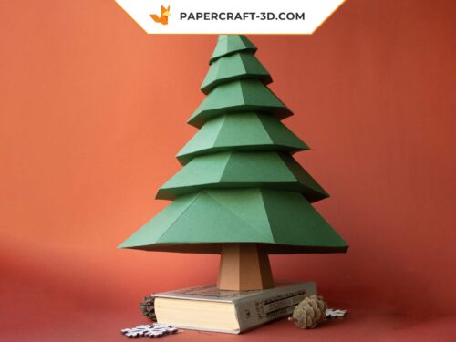 Papercraft arbre de Noël 3D en origami papier, modèles numériques SVG et PDF
