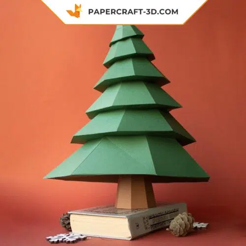 Papercraft arbre de Noël 3D en origami papier, modèles numériques SVG et PDF