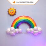 Papercraft arc-en-ciel, soleil et nuages 3D pour décoration de chambre d’enfant