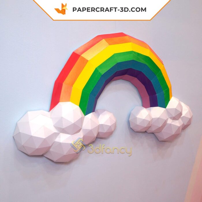 Papercraft arc-en-ciel, soleil et nuages 3D pour décoration de chambre d’enfant