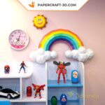 Papercraft arc-en-ciel, soleil et nuages 3D pour décoration de chambre d’enfant