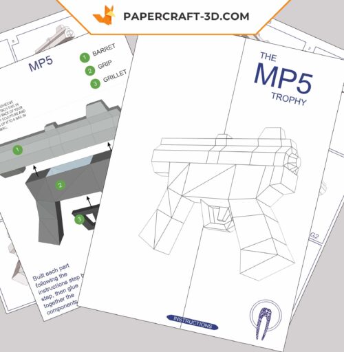 Papercraft Arme MP5 et Shotgun en origami papier 3D pour décoration Loft
