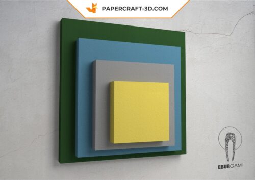 Papercraft arte mural de Josef Albers em origami 3D