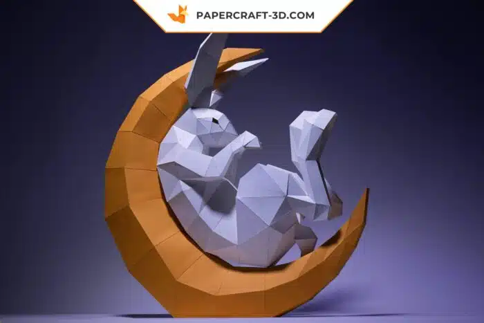 Papercraft Artisanat Lapin de Lune Origami Papier 3D