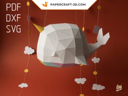 Papercraft baleine 3D origami papier pour décoration de chambre bébé
