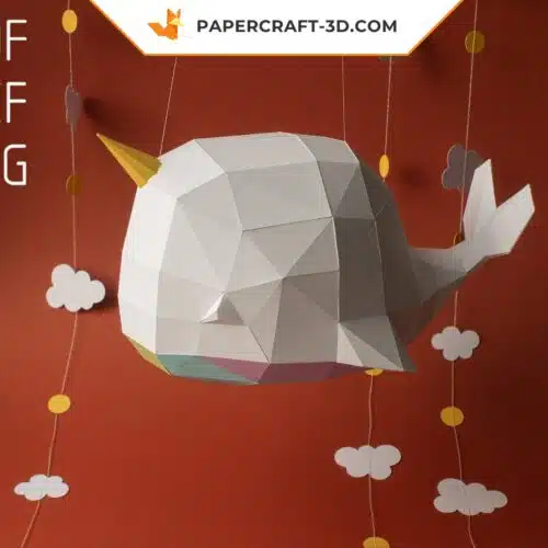 Papercraft baleine 3D origami papier pour décoration de chambre bébé