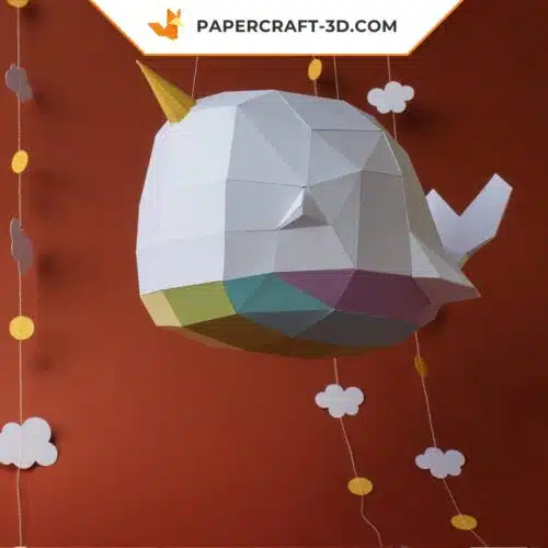 Papercraft ballena unicornio en origami