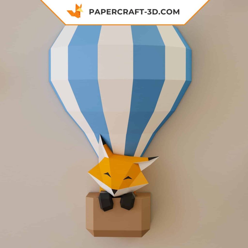 Papercraft ballons et nuages dans un ciel en origami 3D