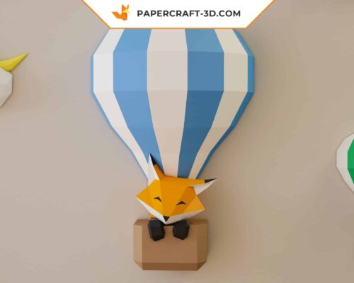 Papercraft Ballons et Nuages, panorama de ciel en origami papier 3D pour enfants