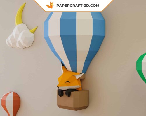 Papercraft Ballons et Nuages, panorama de ciel en origami papier 3D pour enfants
