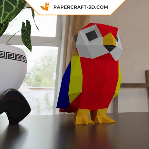 Papercraft bébé Ara en origami papier 3D