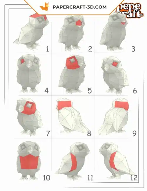 Papercraft bébé Ara en origami papier 3D