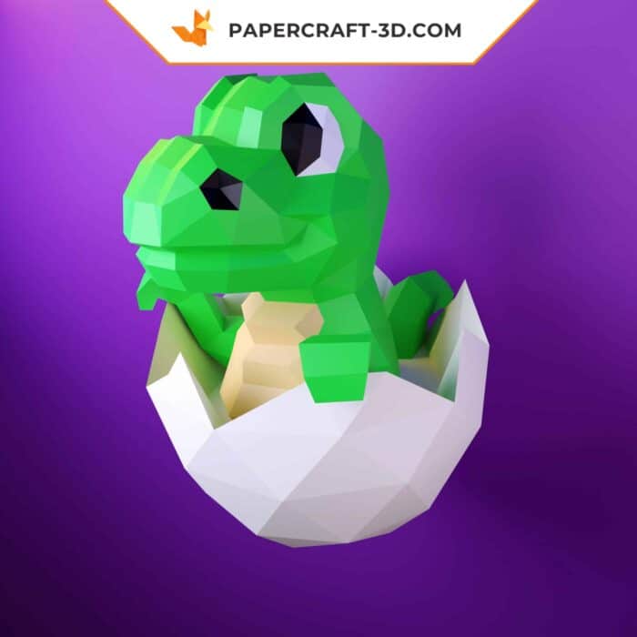 Papercraft bébé dinosaure en origami papier 3D DIY