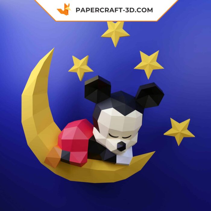 Papercraft Bébé Mickey en origami papier 3D DIY