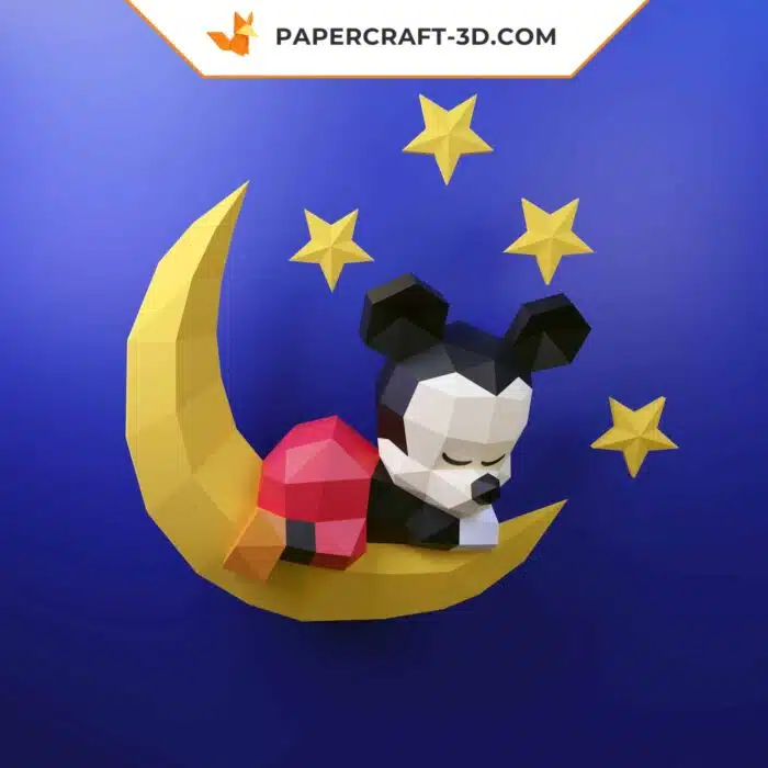 Papercraft Bébé Mickey en origami papier 3D DIY